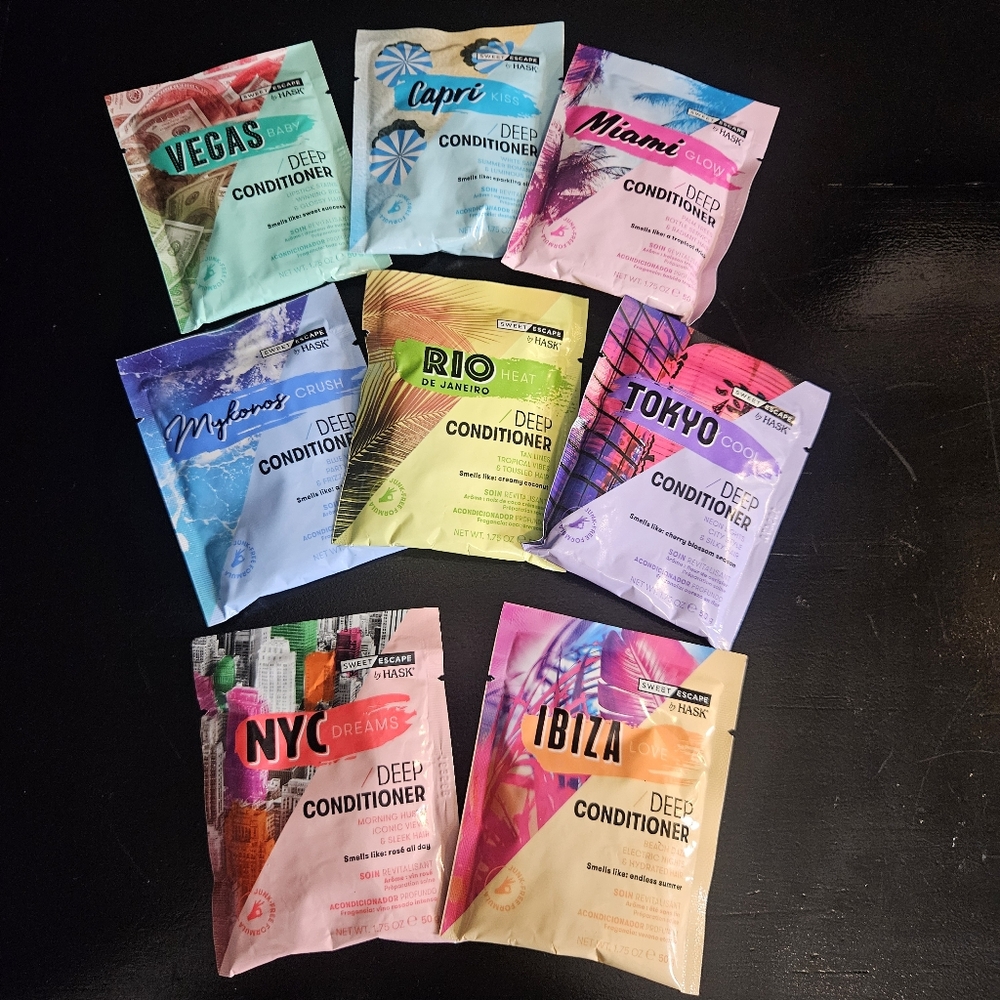 Hask Sweet Escape "Around The World" Deep Conditioner Set 8 Pc New RARE FIND!